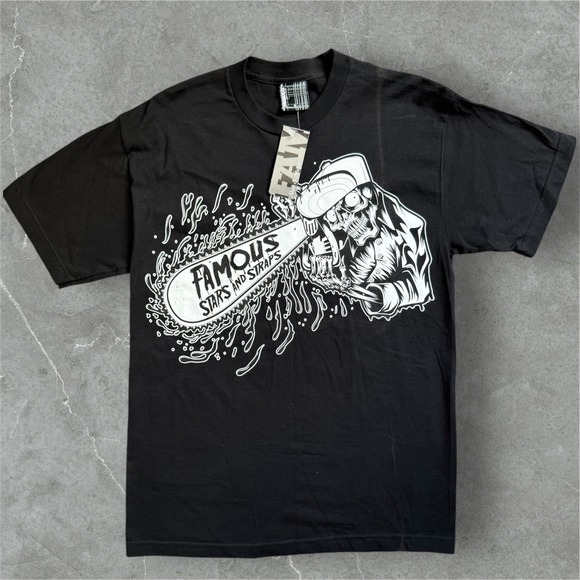 Famous Stars and Straps Other - Famous‎ Stars and Straps T Shirt Size Medium Black Chainsaw Skull Graphic Mens